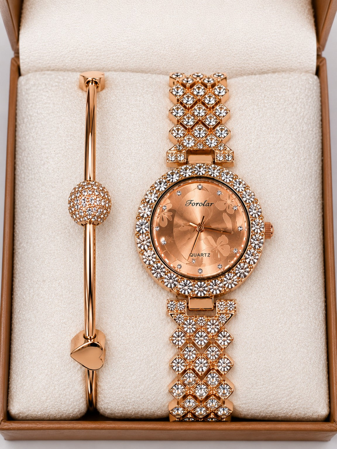 Golden Elegance Watch & Bracelet Gift Set for Women