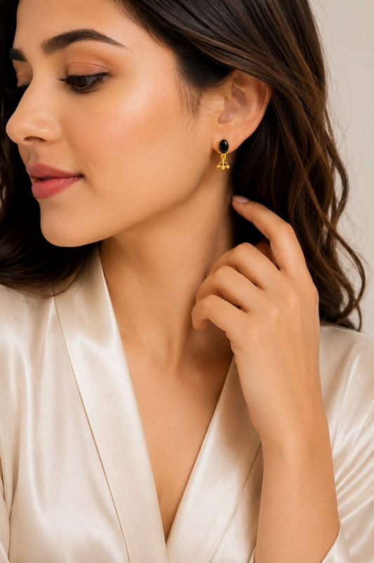 black crystal ruby earring for women