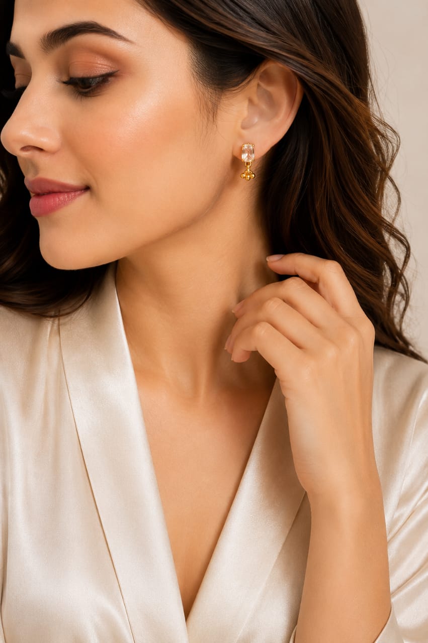 white crystal ruby earring for girls and gen z